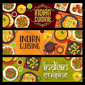 Indian cuisine food banners with spice vegetables - vector clipart