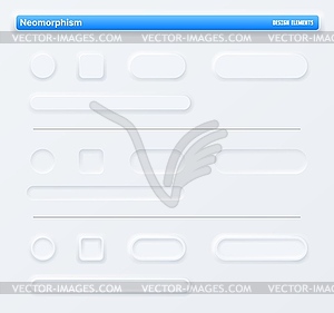 Neomorphic app buttons, navigation web interface - vector clipart