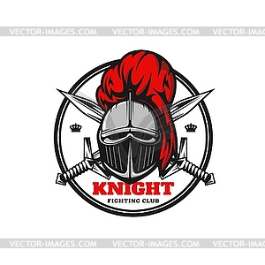 Medieval knight icon, emblem with warrior - vector image