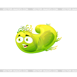 Cartoon virus cell icon green bacteria germ - vector image