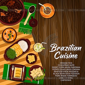 Brazilian cuisine, food of Brazil poster - vector clipart