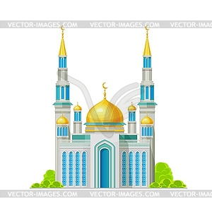 Mosque, Muslim building, Islam religion shrine - vector clip art