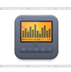 Значок интерфейса звукового музыкального плеера, аудиосистема - векторное изображение клипарта