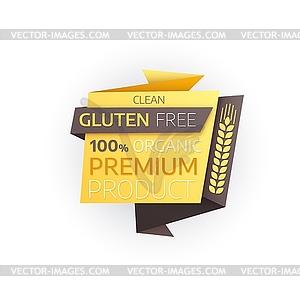 Gluten free premium product icon, organic food - vector clip art