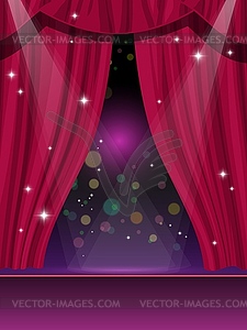 Red curtains on circus or theater stage - vector clipart / vector image