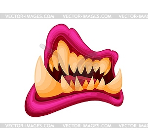 Danger monster jaws, mouth and old yellow teeth - vector clipart