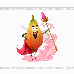 Magician papaya fruit food exotic wizard - vector clipart