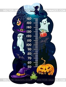 Kids height chart Halloween monsters growth meter - vector clipart