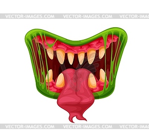 Halloween monster mouth with fangs and tongue - vector clip art