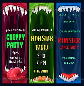 Halloween dance and creepy monsters party posters - vector EPS clipart