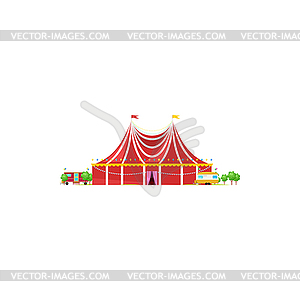 Traveling circus shapito red striped tent - royalty-free vector clipart