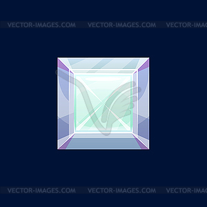 Драгоценный камень, магический кристалл квадратный рок значок - векторный клипарт EPS