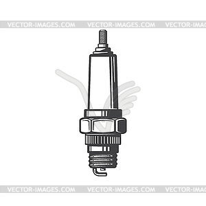 Sparking plug with electrode spare part - vector image