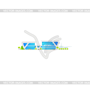 Airport terminal building facade, passenger planes - vector clip art