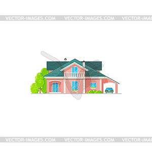 House villa or mansion building, cottage townhouse - vector clipart / vector image