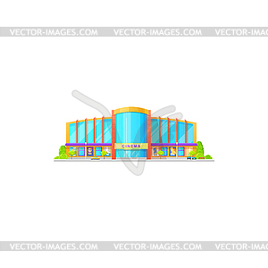 Cinema building, city architecture or movie house - vector image