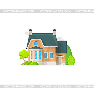 Real estate building, cottage house with chimney - vector clipart