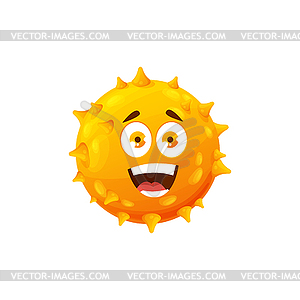 Cartoon virus cell icon, funny bacteria - vector clipart