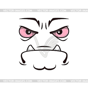 Monster face cartoon icon, grumpy creature - vector clipart