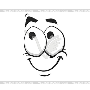 Cartoon face icon, funny dreaming emoji - royalty-free vector clipart