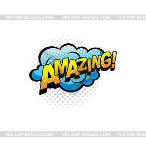 Amazing comics bubble icon, sign - vector clipart