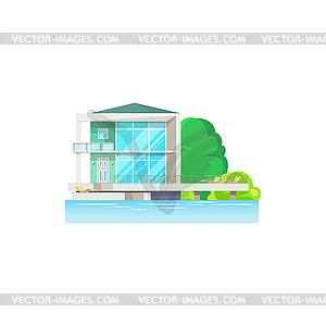 Hotel house for rent sale on water beach - vector clipart