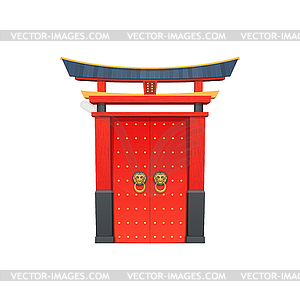 Entrance with roof Chinese gate building - color vector clipart