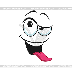 Strange stupid emoticon showing tongue - vector clipart