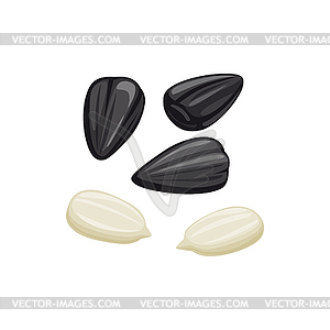 Black sunflower seeds heap of grains - vector clip art
