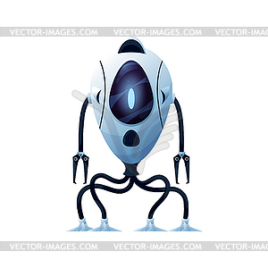 Robot with flexible legs arms with grabs standing - vector image