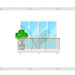 Балкон окно дом здание фасад забор перила - цветной векторный клипарт