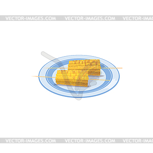 BBQ baked or grilled corn cobs on stick - vector clipart