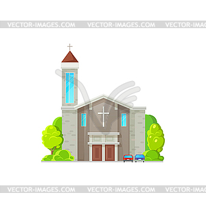 Catholic church building architecture icon - vector clip art