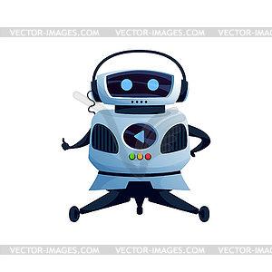 Robot machine showing thumb up cool hands gesture - vector image