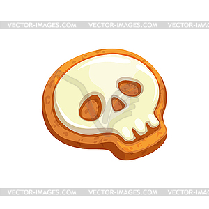 Homemade baked heart shaped pastry cookie skull - vector clip art