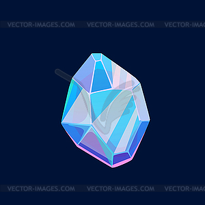 Blue magic crystal, unfaceted gem icon - color vector clipart