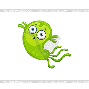 Cartoon virus cell icon, green bacteria - vector clipart