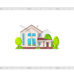 Двухэтажный коттедж с камином - клипарт в векторе / векторное изображение