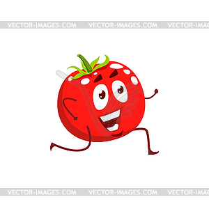 Cartoon tomato sportsman running, sports lifestyle - vector image