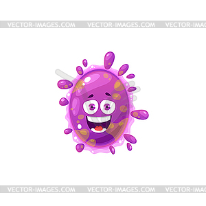 Мультяшный значок вирусной клетки, пурпурные бактерии - стоковый клипарт