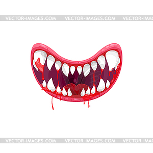 Монстр жутко улыбающиеся челюсти с острыми белыми зубами - изображение векторного клипарта