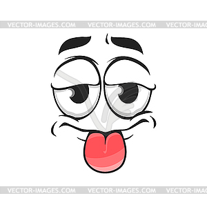 Cartoon face show tongue icon, indifferent emoji - vector clip art