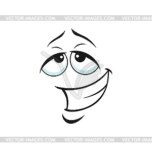 Grumpy emoticon with strained smirk smile - vector clip art