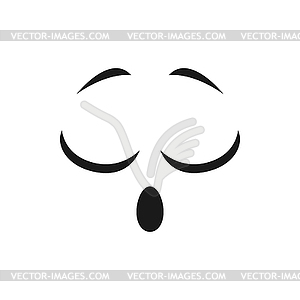 Sleeping dreaming emoticon, closed eyes open mouth - vector image