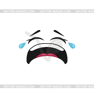 Crying depressed emoticon with open mouth - vector image