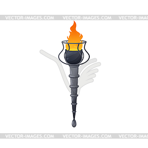 Stick with burning fire isolate flaming torch icon - vector image