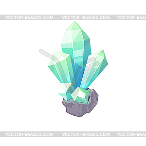 Blue precious stone turquoise sapphire, topaz gem - vector image
