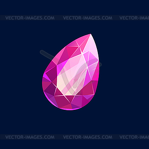 Pink gem stone, magic crystal, jewelry icon - vector clipart