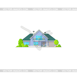 Коттедж, значок частного здания недвижимости - векторное изображение клипарта