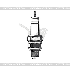 Spark plug with threading electrode tip protrusion - vector image